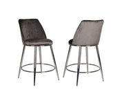 Ensemble de 2 Tabourets de Comptoir Nova - Gris et Chrome