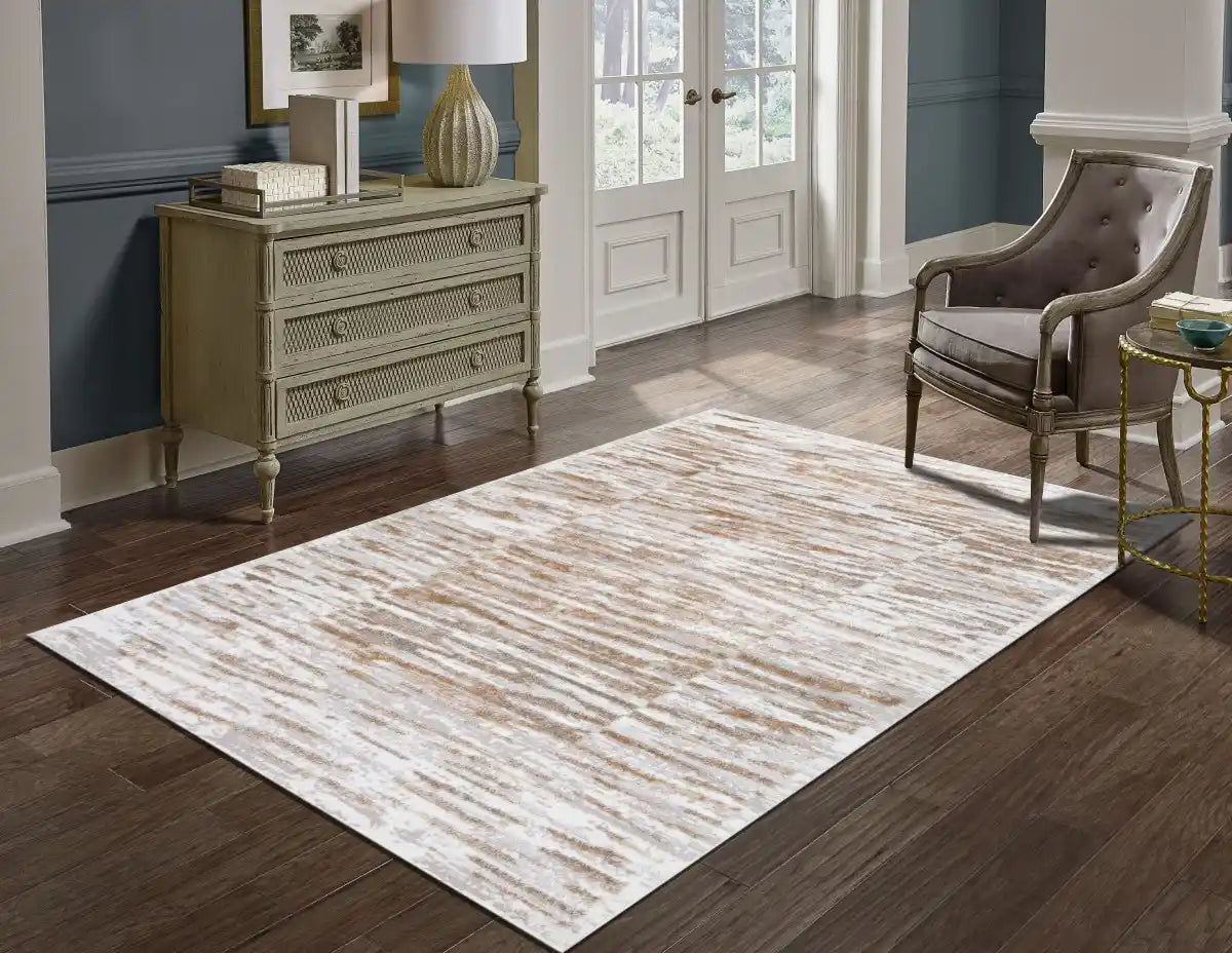 Tapis Ridgeview 5x8 | Gris &amp; Beige | Fini Patiné Chic