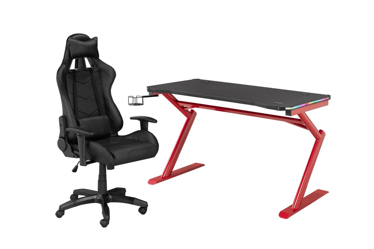 ENSEMBLE BUREAU ET CHAISE GAMING, NOIR ( Meuble Mtl )