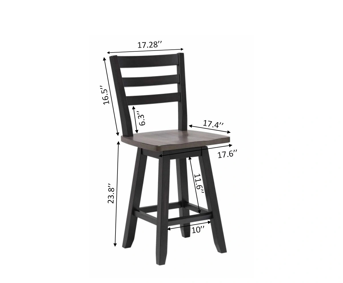 Set de 2 Tabourets de Comptoir Artega - Chêne et Gris