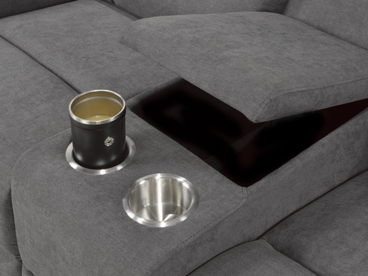 CAUSEUSE INCLINABLE AVEC CONSOLE, GRIS ( Meuble Mtl )