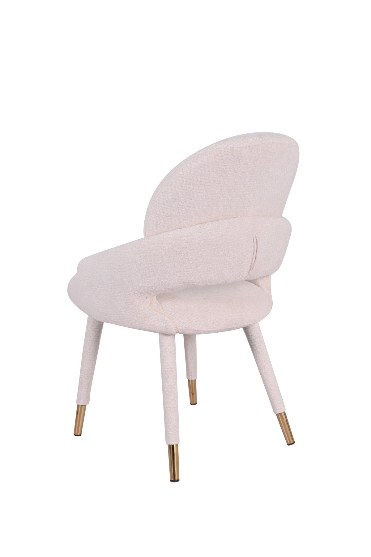 Chaises Bode en tissu beige | Dossier ajouré et accents dorés (Set de 2)