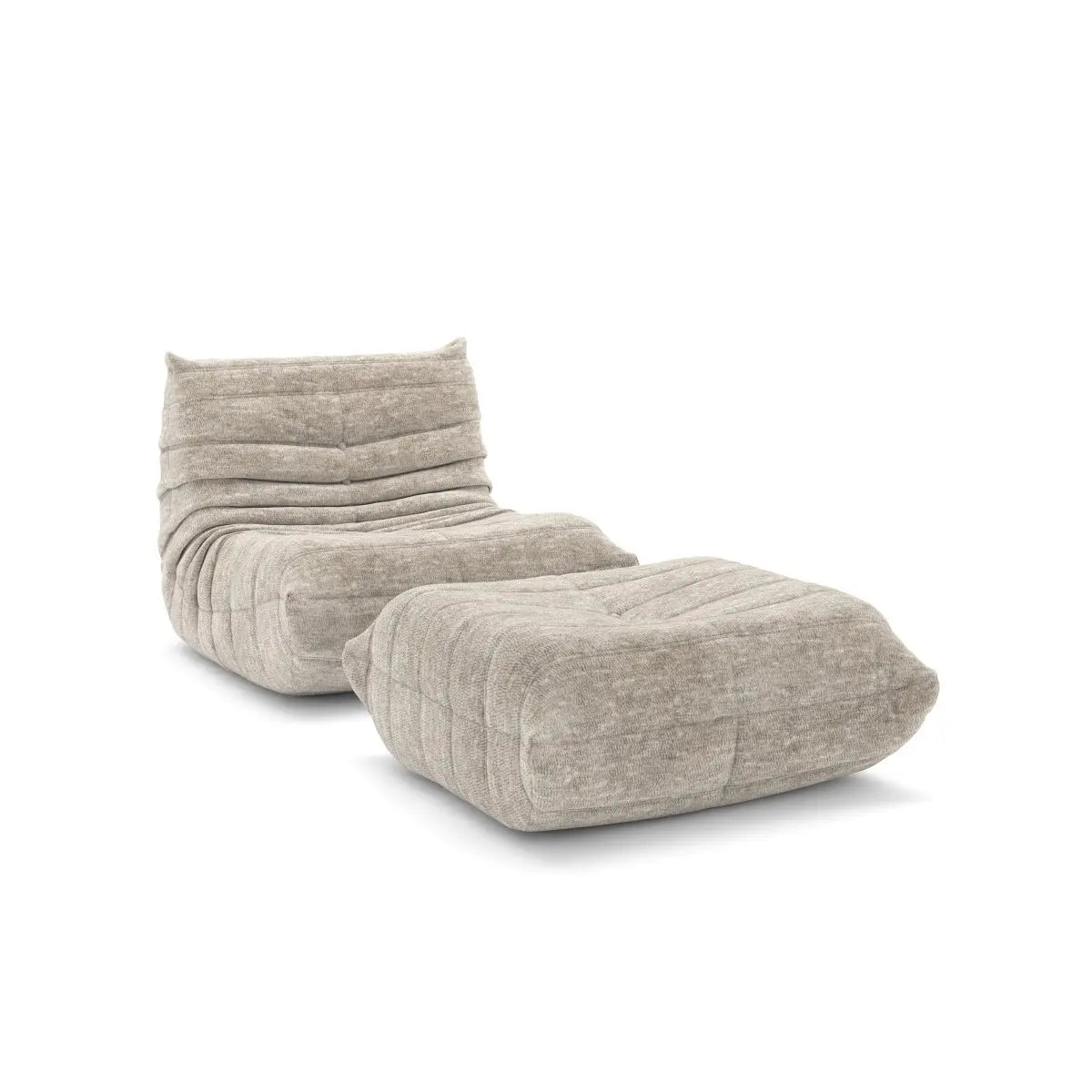 Fauteuil d'appoint Dontae Beige | Design plissé et mousse 60D