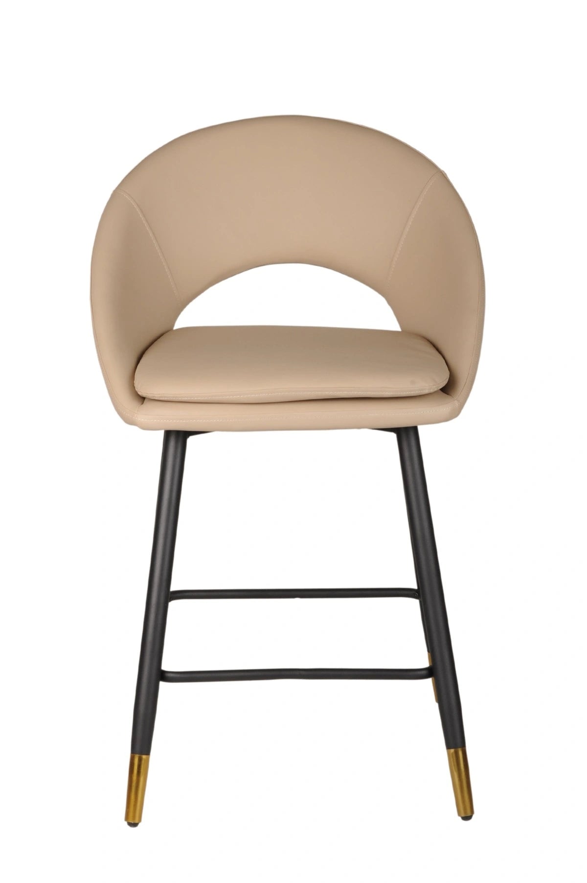 Set de 2 Tabourets de Comptoir Mila - Beige avec Accents Or