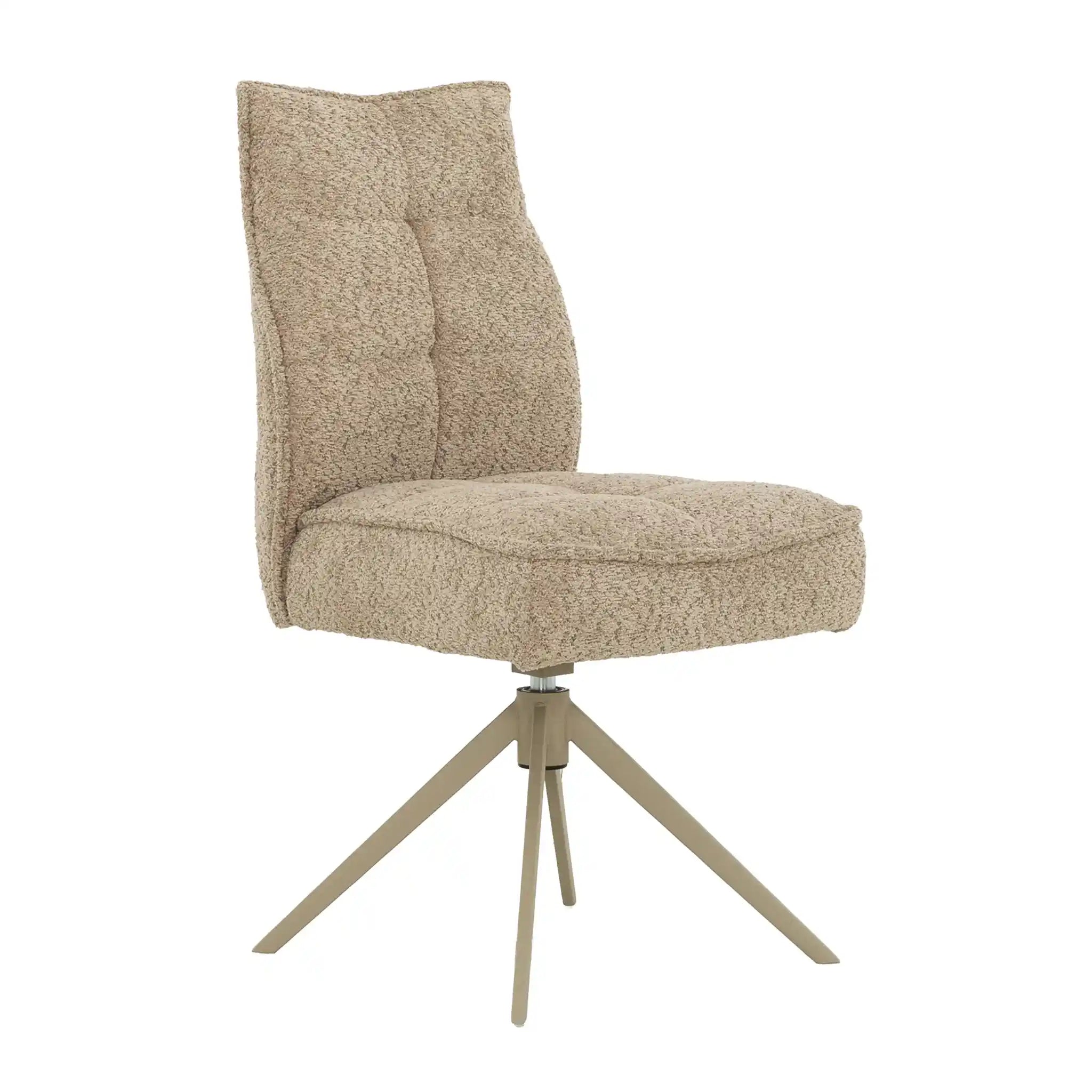 Ensemble de 2 Chaises de Cuisine Pivotantes en Tissu Gris - Primo