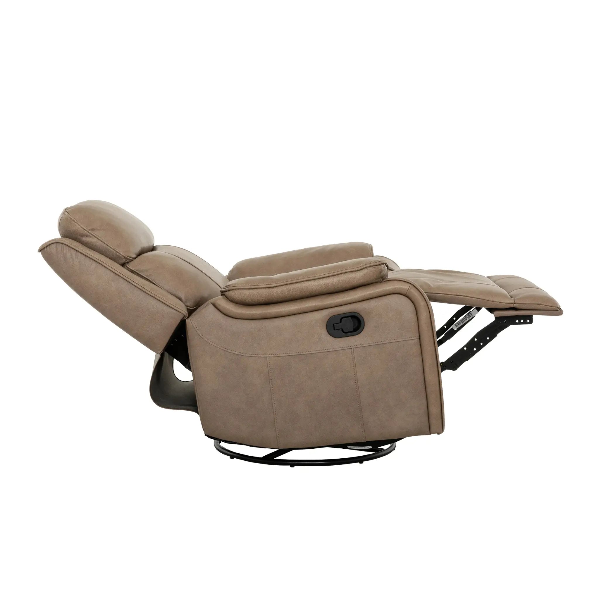 Primo Brindle Fauteuil Pivotant Berçant Inclinable Cuir Taupe