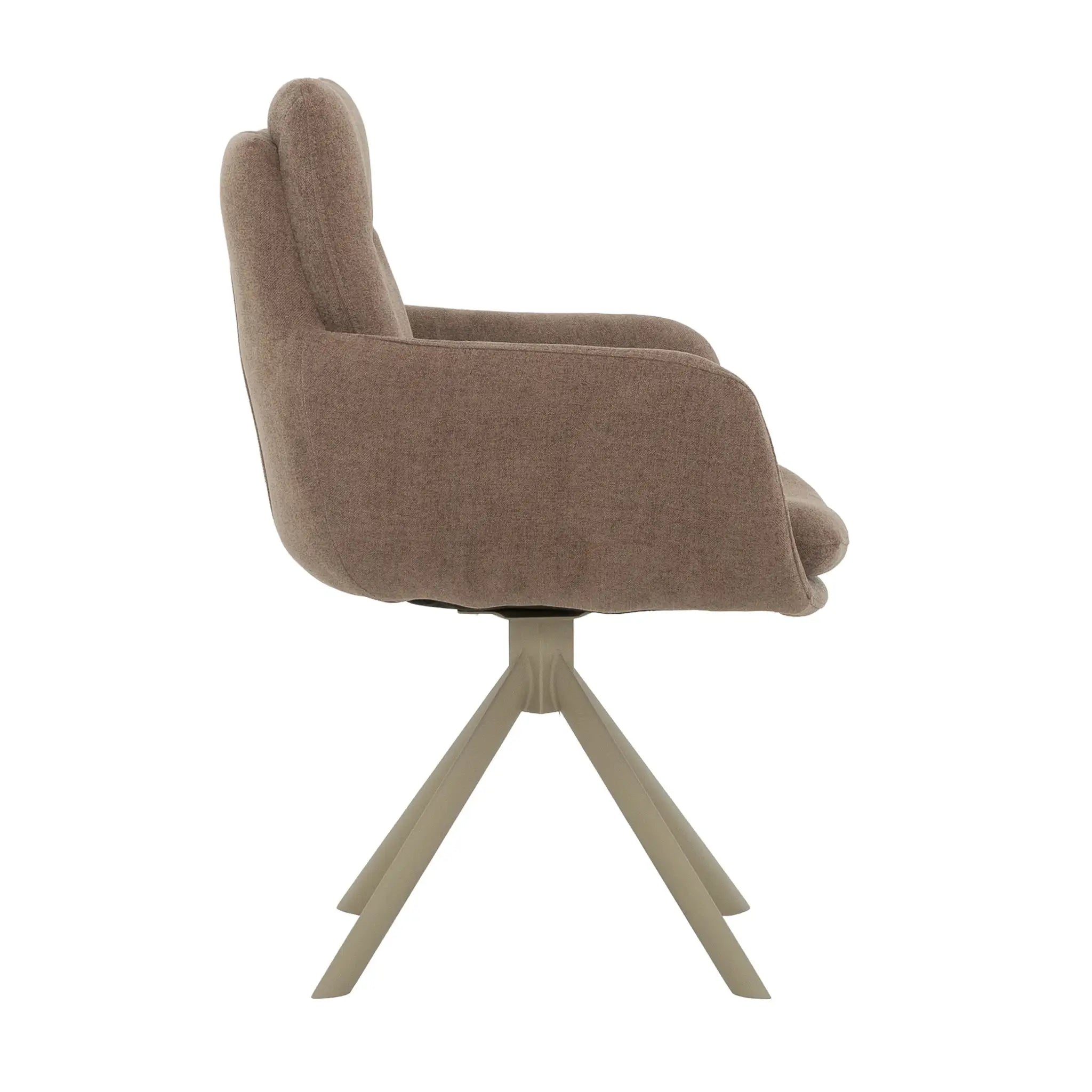Primo Ensemble de 2 Chaises Salle à Manger avec Accoudoirs - Tissu Brun