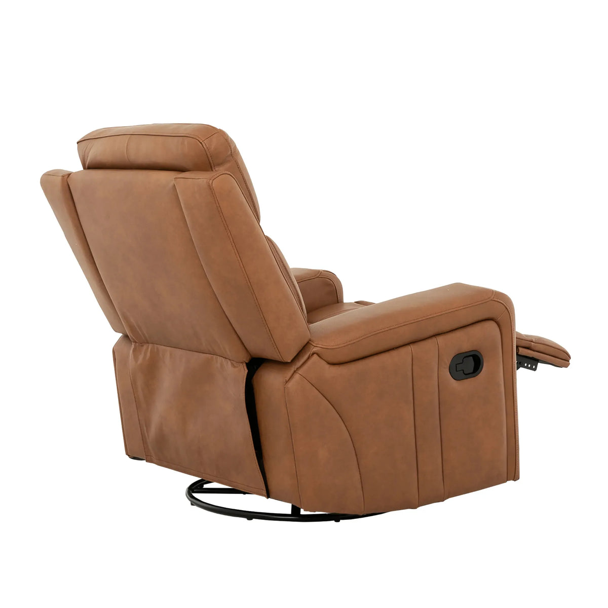 Primo Cavron Fauteuil Inclinable, Berçant et Pivotant en Cuir Cognac