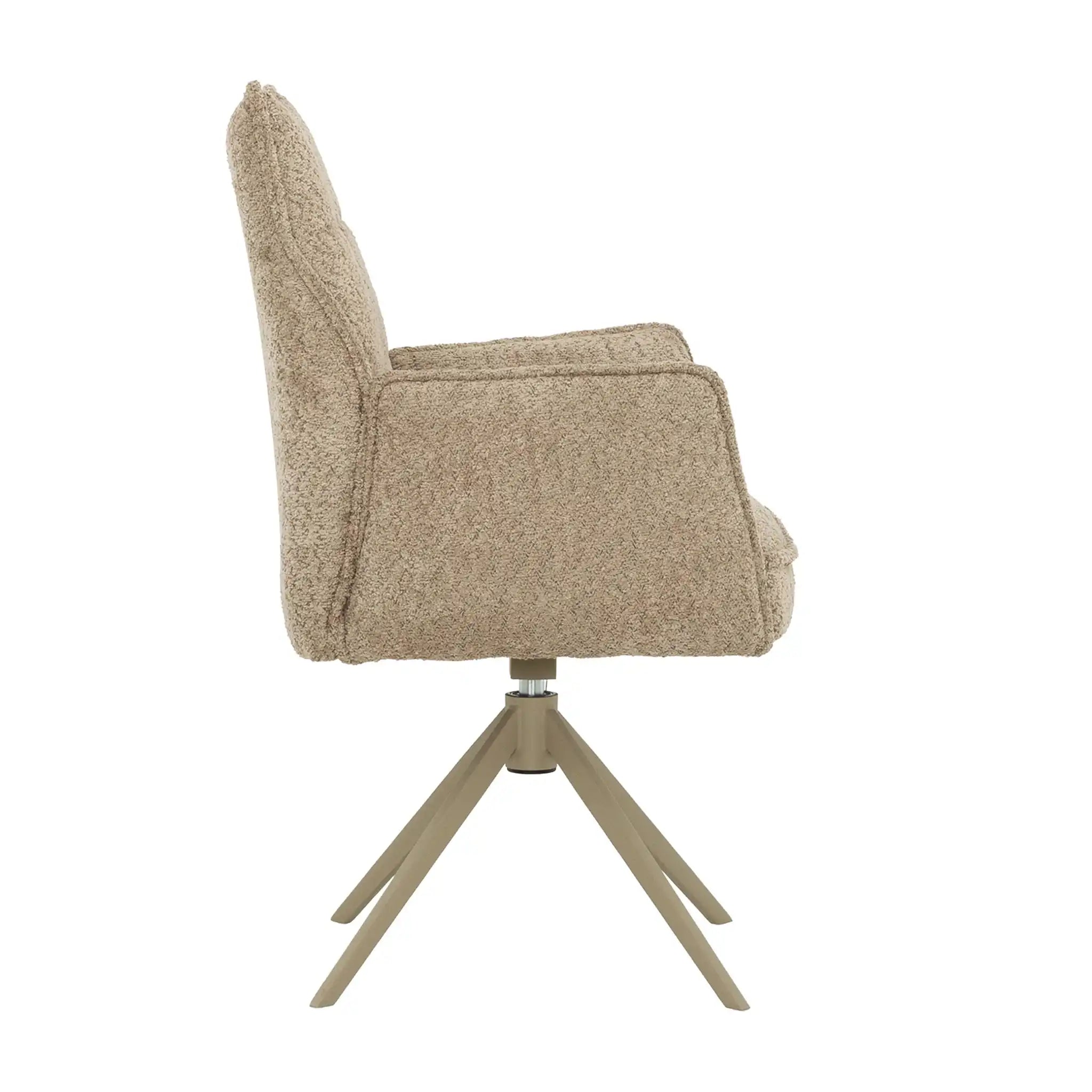 Ensemble de 2 Chaises Salle à Manger avec Accoudoirs Pivotantes - Bouclé Gris