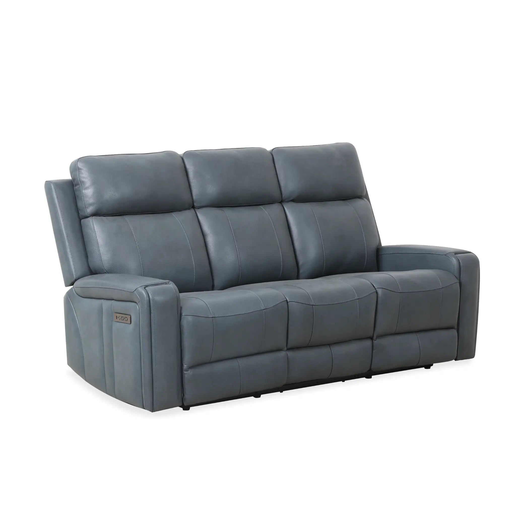 Primo Cavron Sofa avec Appuis-Tête Électriques en Cuir Bleu