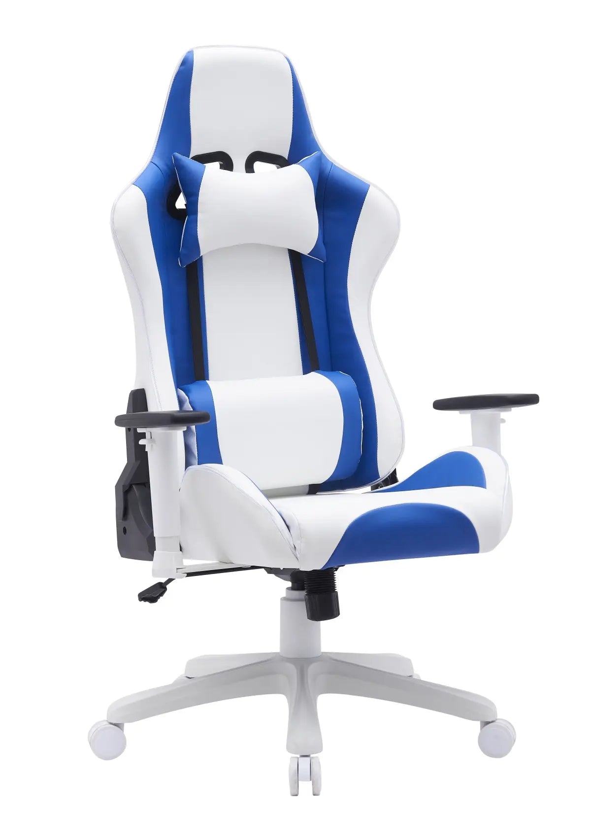 Fauteuil de gaming KMX Blanc/Bleu | Style Racing et Support Lombaire