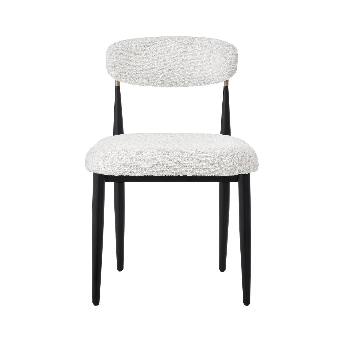 Chaises de repas Kodi en tissu blanc | Cadre en métal noir (Set de 2)