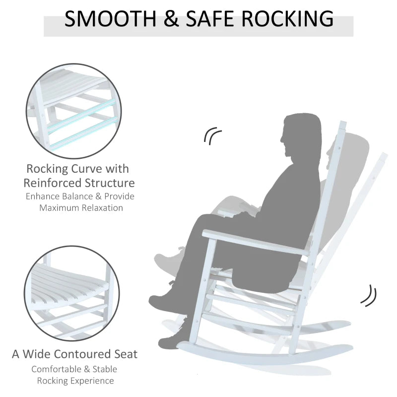 Chaise à bascule en bois blanc pour porche, fauteuil à bascule pour Patio, siège inclinable de loisirs unique