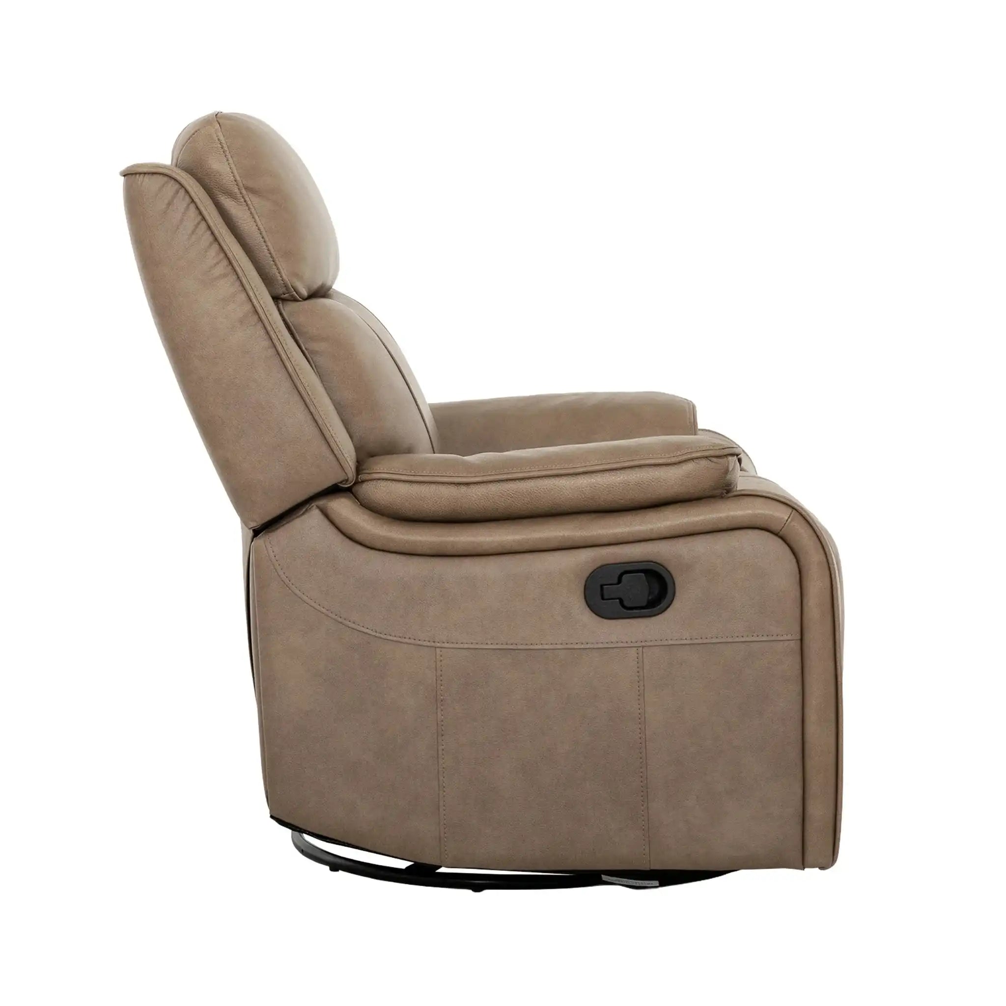 Primo Brindle Fauteuil Pivotant Berçant Inclinable Cuir Taupe