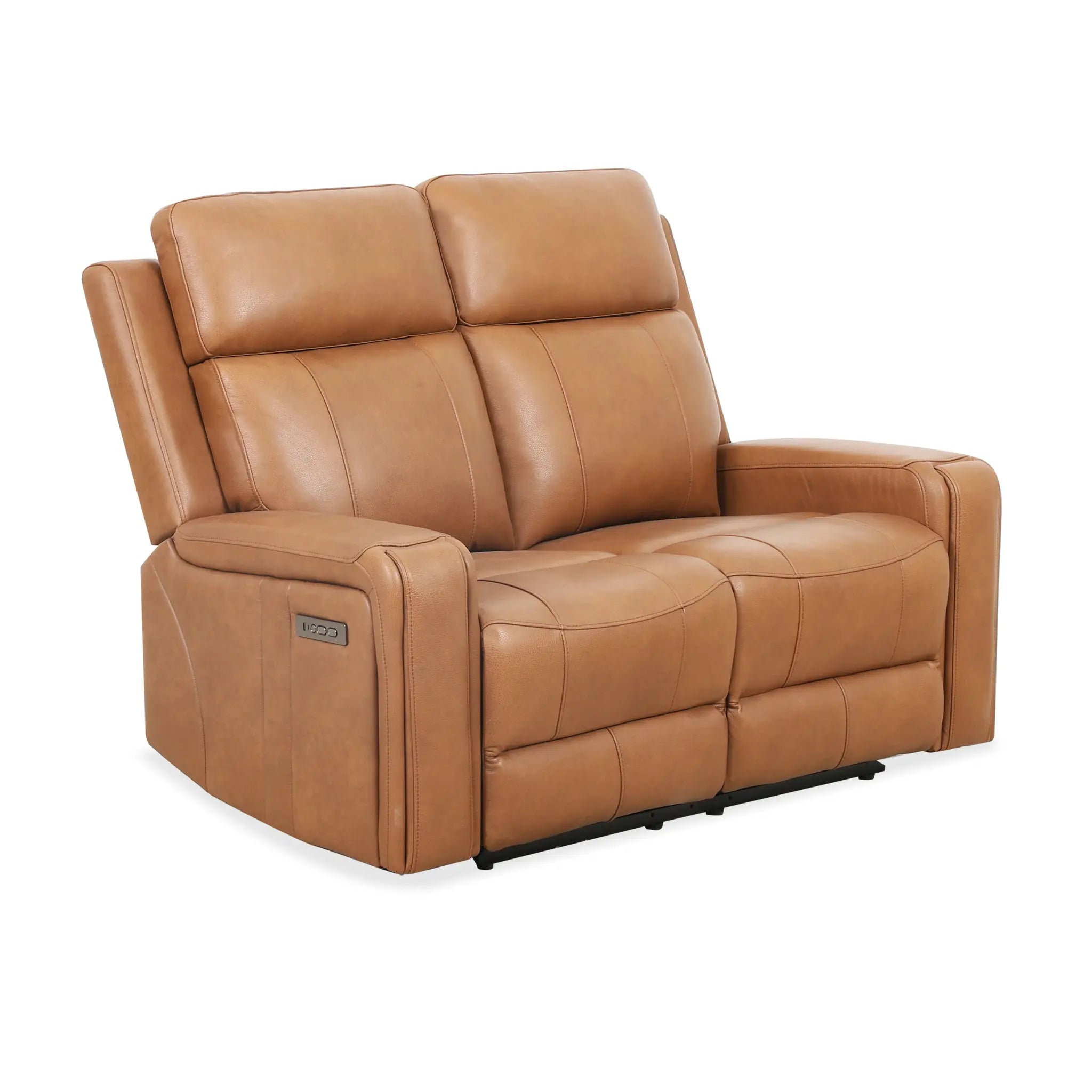 Primo Cavron Causeuse en Cuir Véritable Inclinable Électrique Cognac