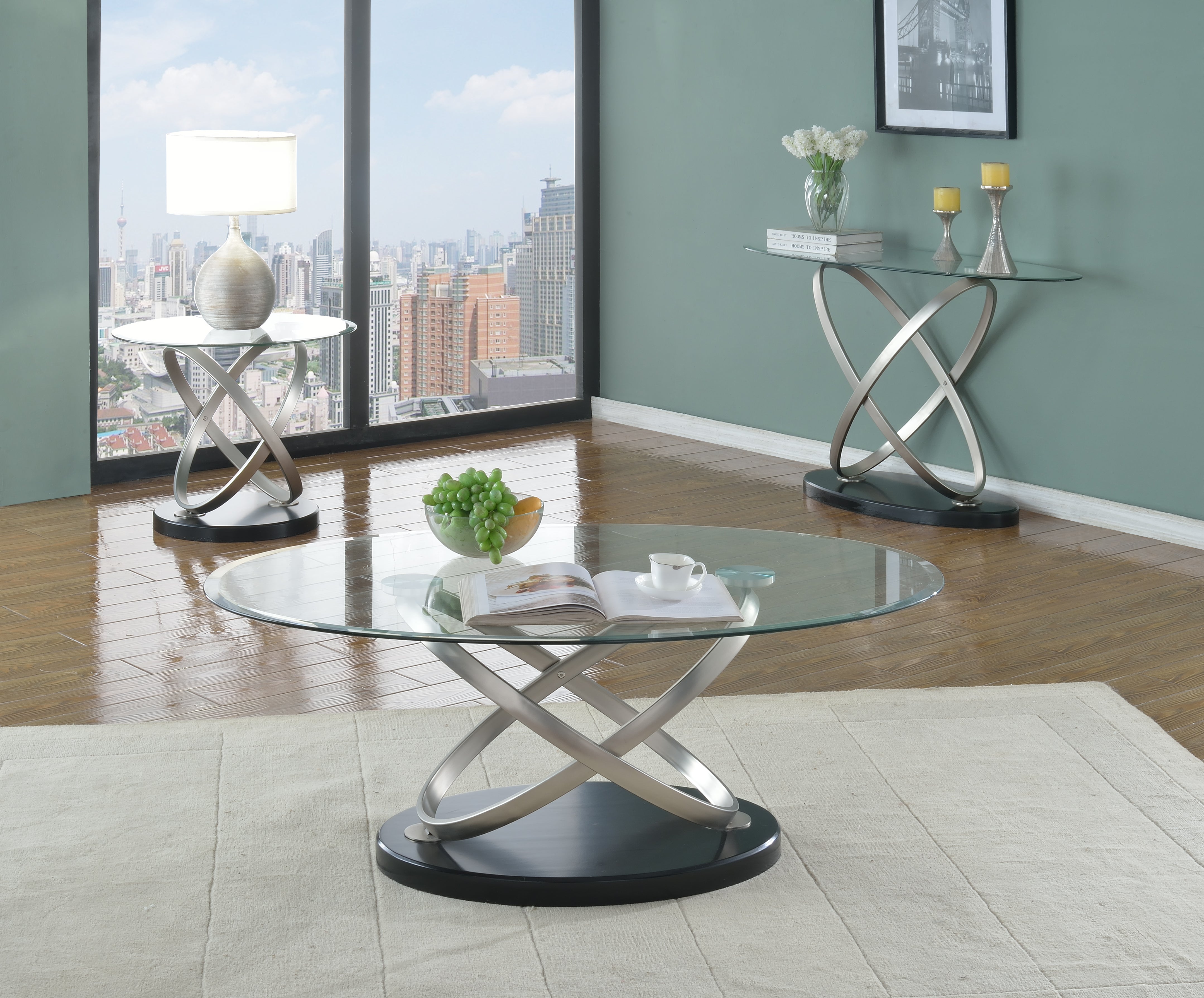 BOUT DE TABLE - ARGENT/NOIR ( Meuble Mtl )
