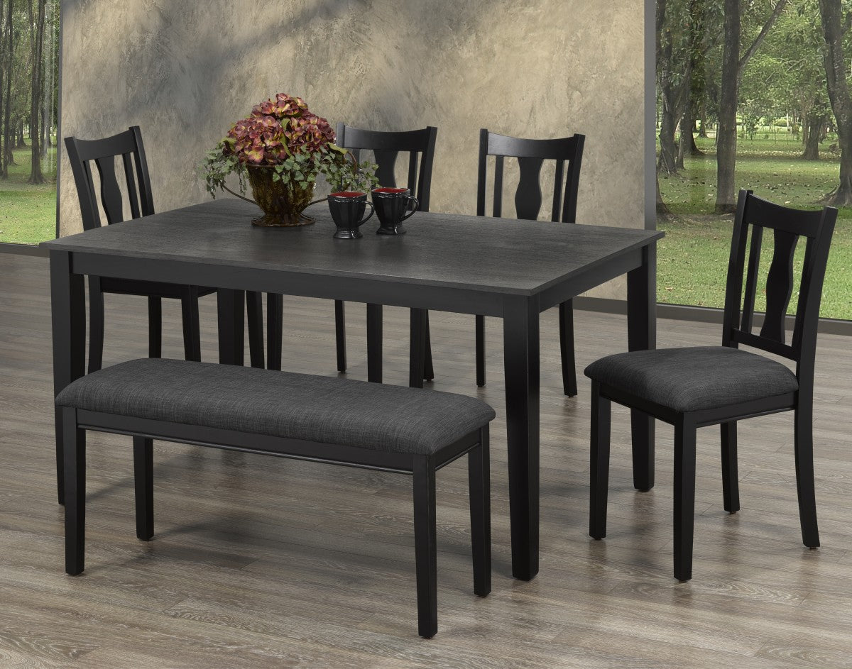 ENSEMBLE DE REPAS 6 PIÈCES AVEC BANC - GRIS ( Meuble Mtl ) 
