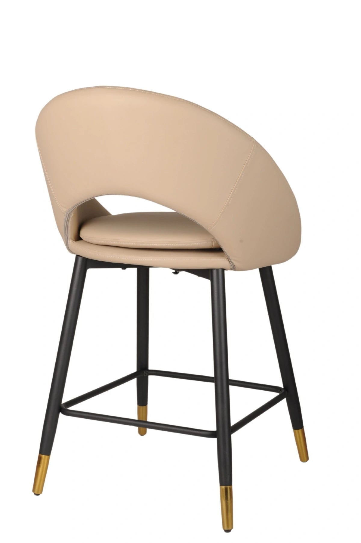 Set de 2 Tabourets de Comptoir Mila - Beige avec Accents Or