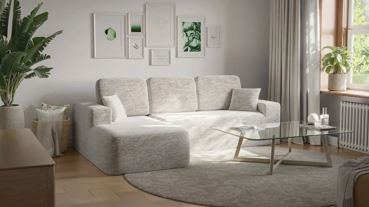Sectionnel Isabel avec Chaise Longue | Beige et mousse 60D