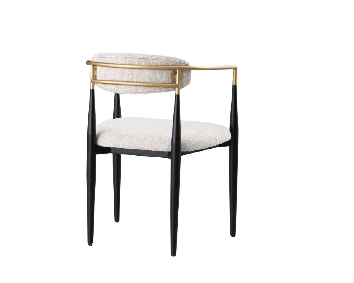 Chaises Mykos en tissu beige | Cadre bicolore noir et doré