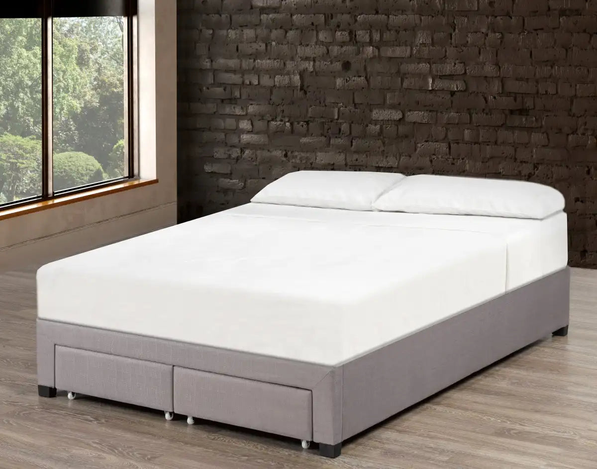 Base de Lit Bradley | Gris | Tiroirs & Lattes | Toutes Tailles