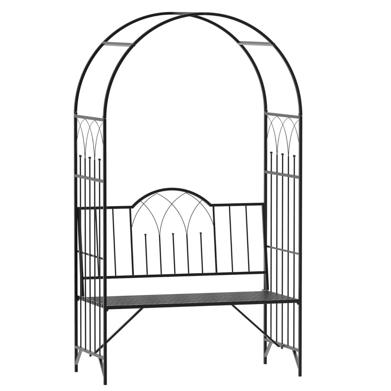 Treillis de banc de tonnelle de jardin de 43 pouces, pour vignes, plantes grimpantes, arc de décoration extérieur, noir
