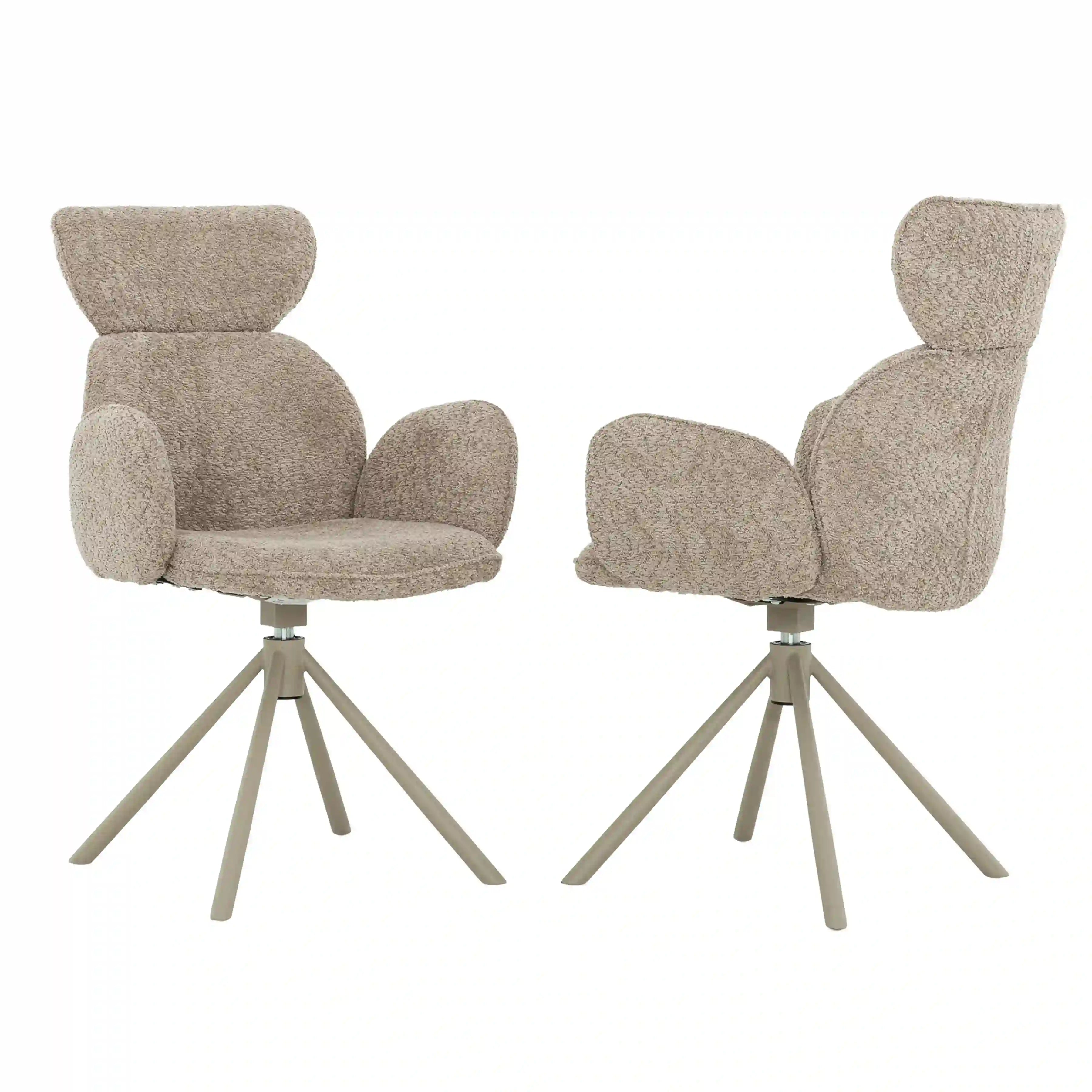 Primo International Ensemble de 2 Chaises de Cuisine Pivotantes en Tissu Taupe