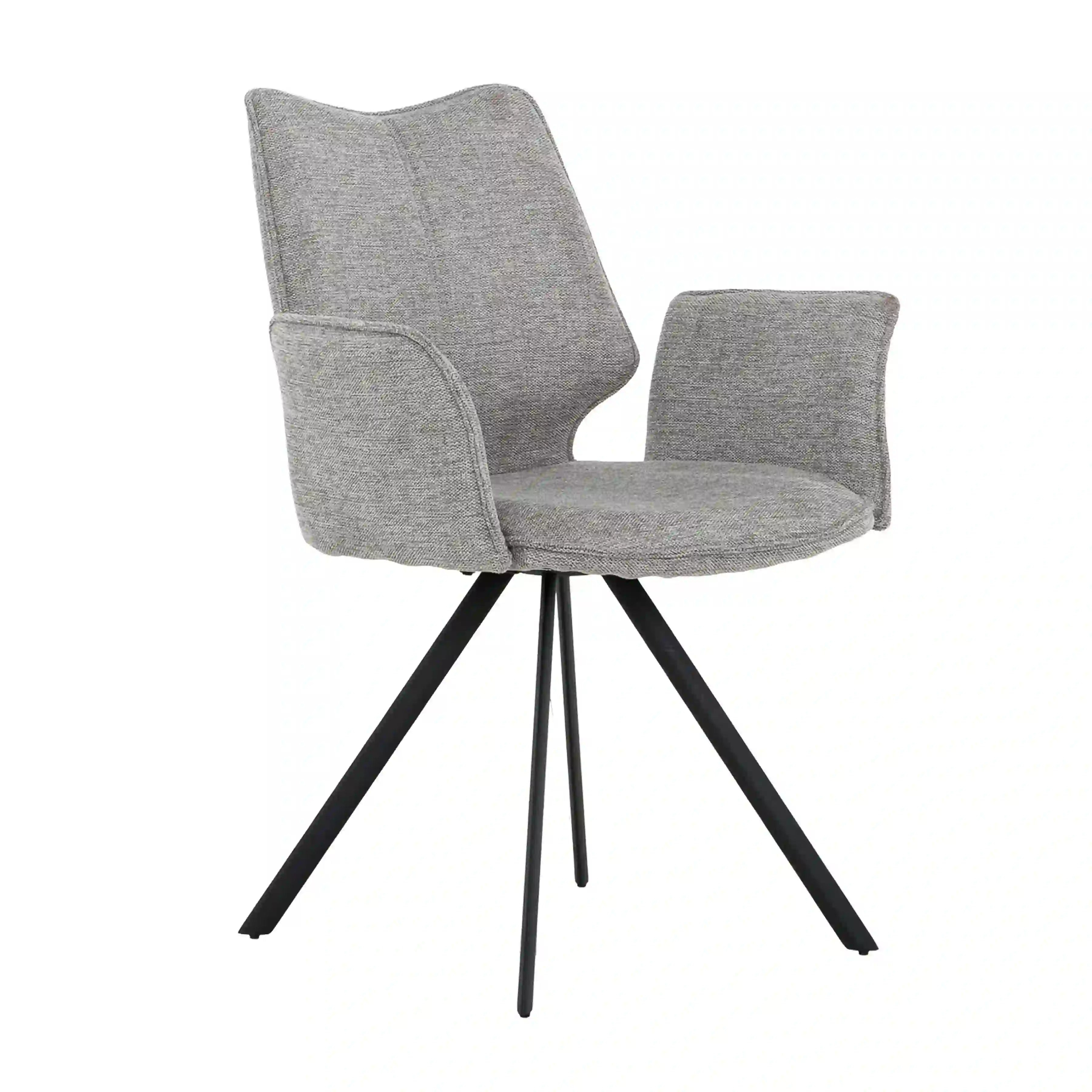 Primo Ensemble de 2 Chaises Salle à Manger avec Accoudoirs - Tissu Gris