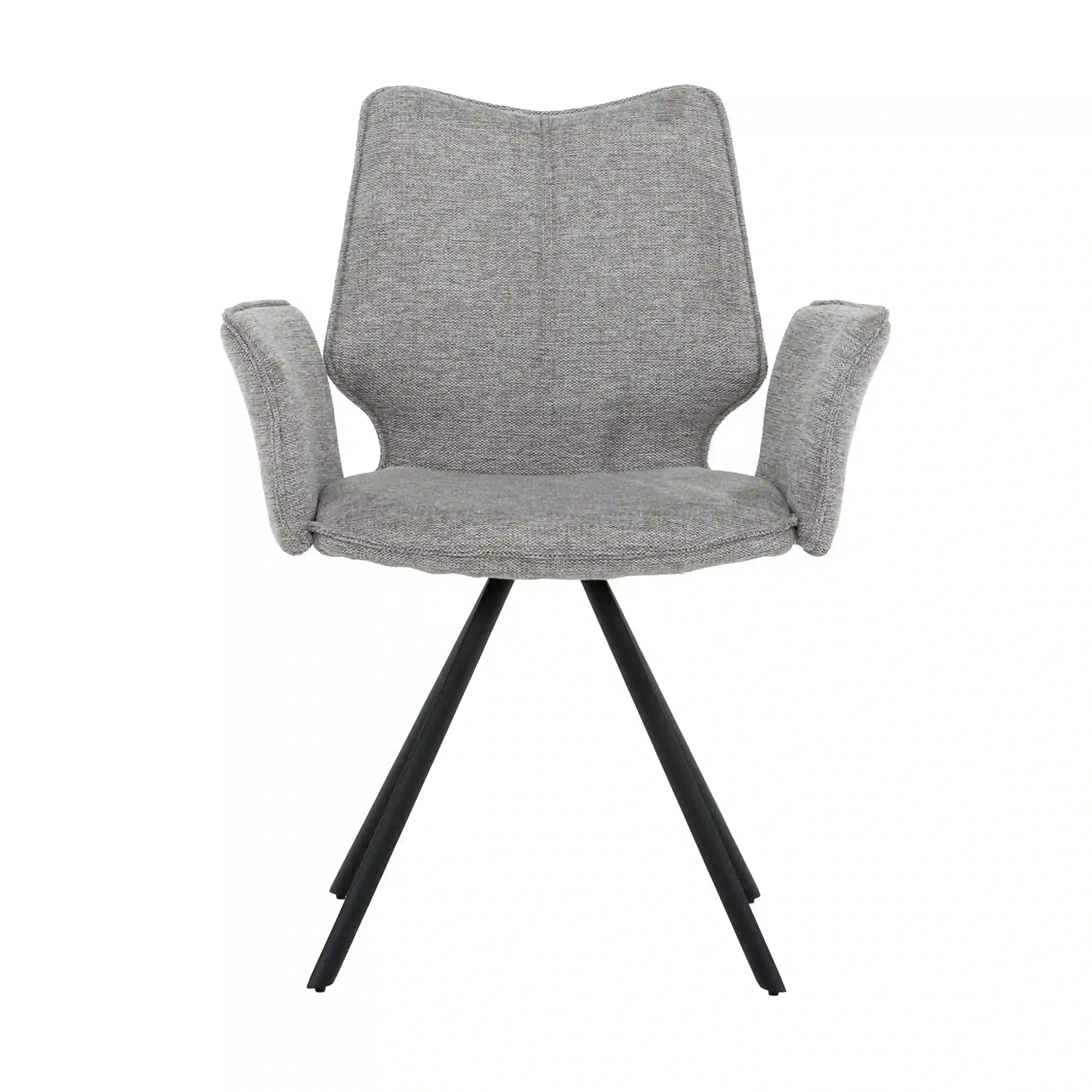 Primo Ensemble de 2 Chaises Salle à Manger avec Accoudoirs - Tissu Gris