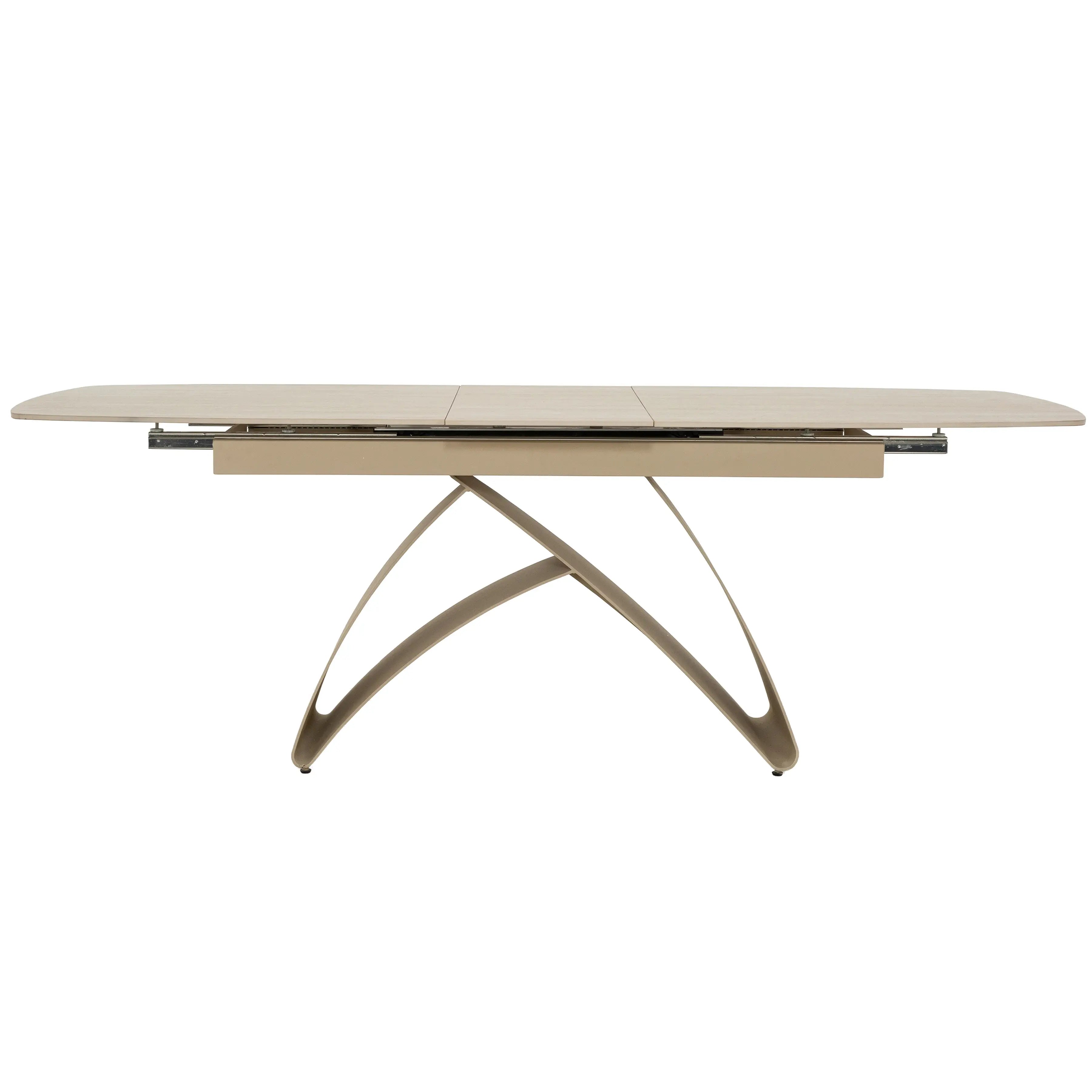 Primo Table de Cuisine avec Rallonges Intégrées (71" à 87") - Céramique Fini Travertin Taupe