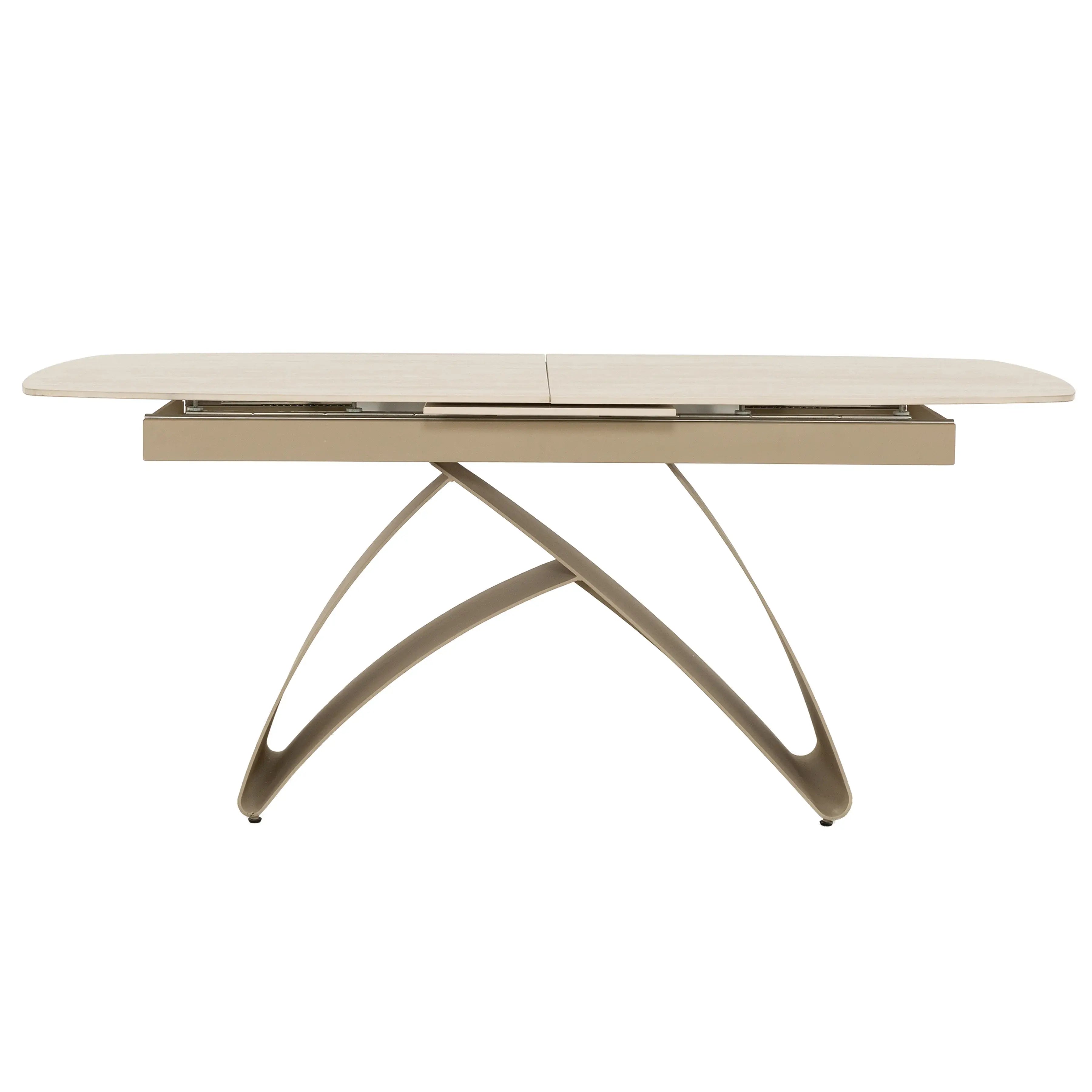 Primo Table de Cuisine avec Rallonges Intégrées (71" à 87") - Céramique Fini Travertin Taupe