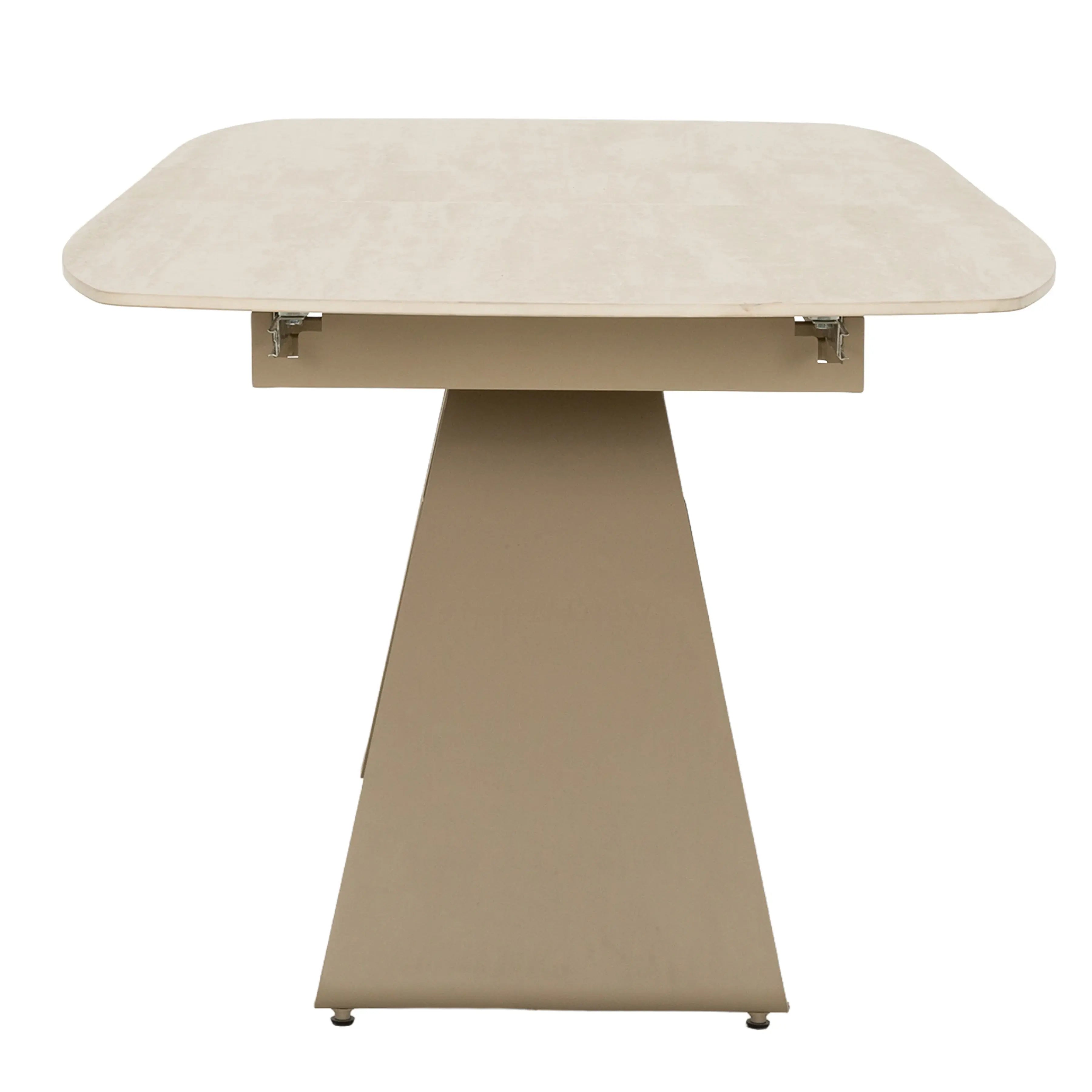 Primo Table de Cuisine avec Rallonges Intégrées (71" à 87") - Céramique Fini Travertin Taupe