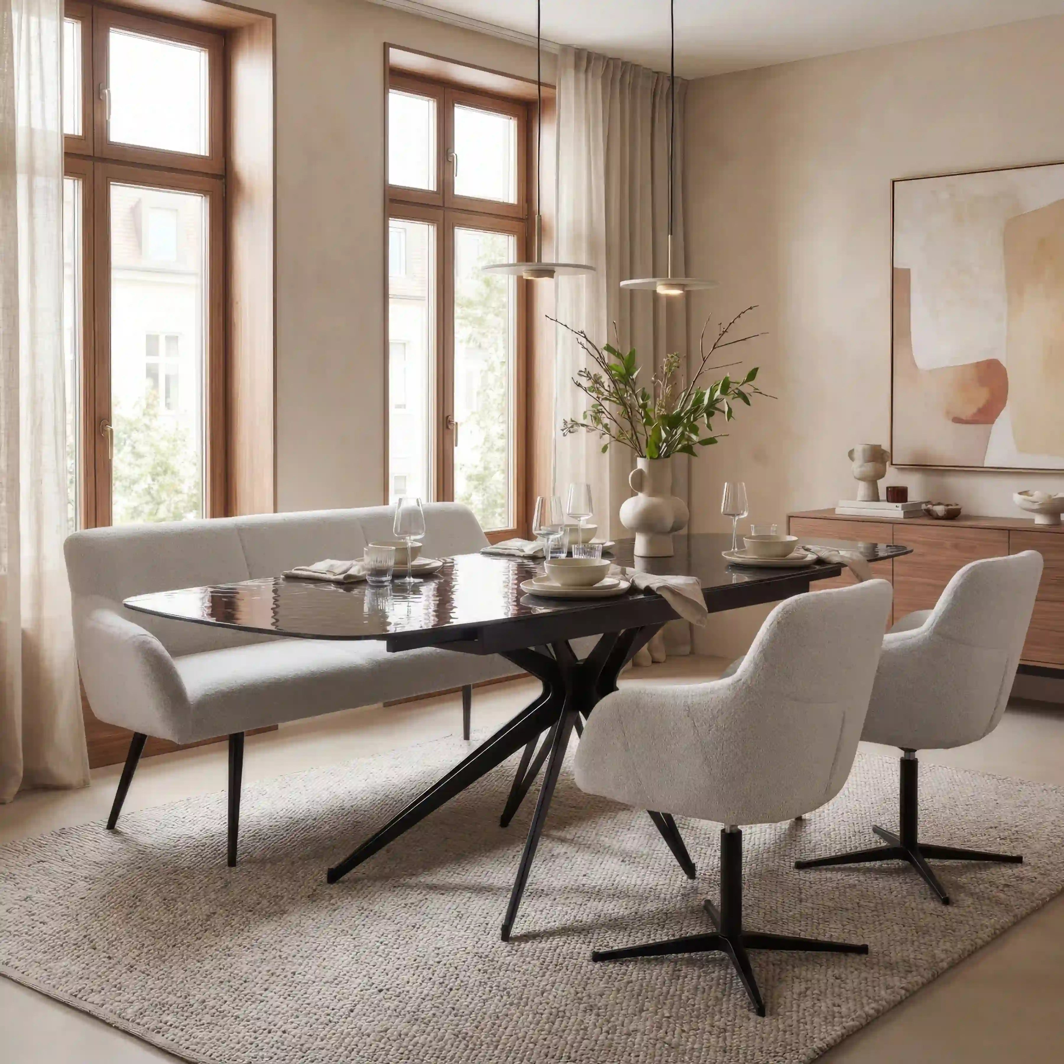 Primo Table Salle à Manger Extensible Verre (71-94") Gris