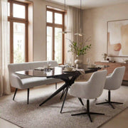 Primo Ensemble Salle à Manger Extensible avec Banc et 4 Chaises (70" à 94") - Gris