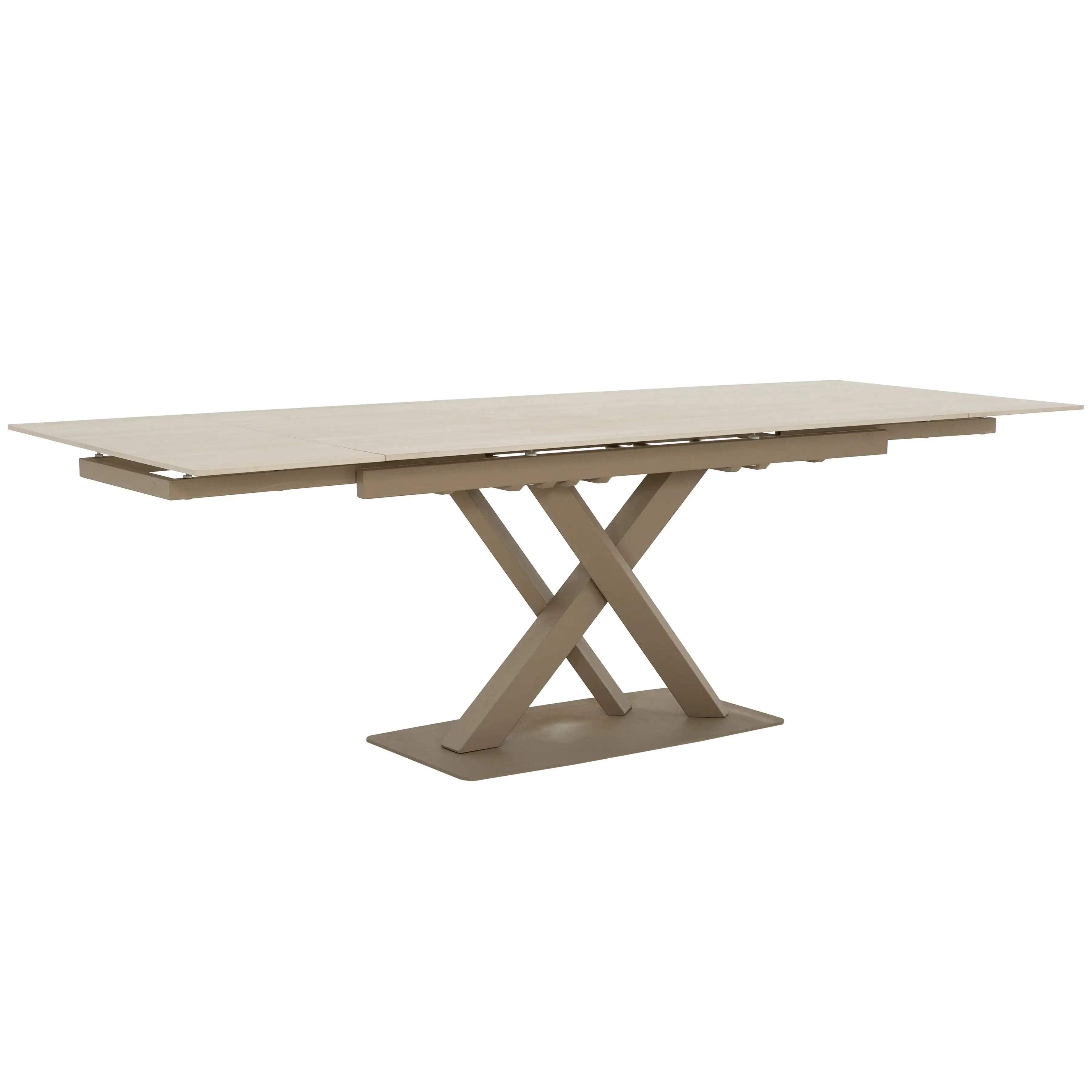 Primo Table de Cuisine avec Rallonges Intégrées (63" à 95") - Fini Travertin Khaki