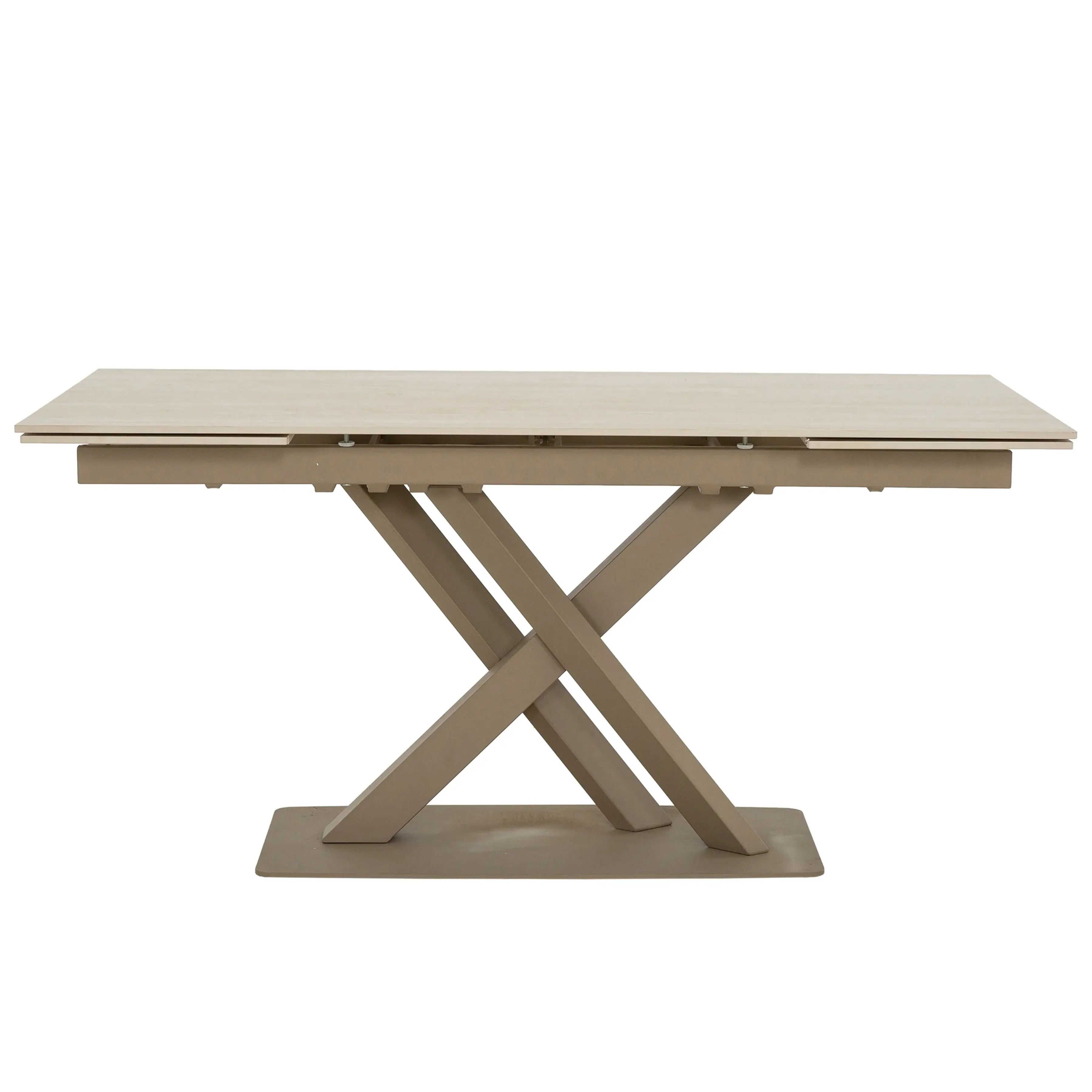 Primo Table de Cuisine avec Rallonges Intégrées (63" à 95") - Fini Travertin Khaki