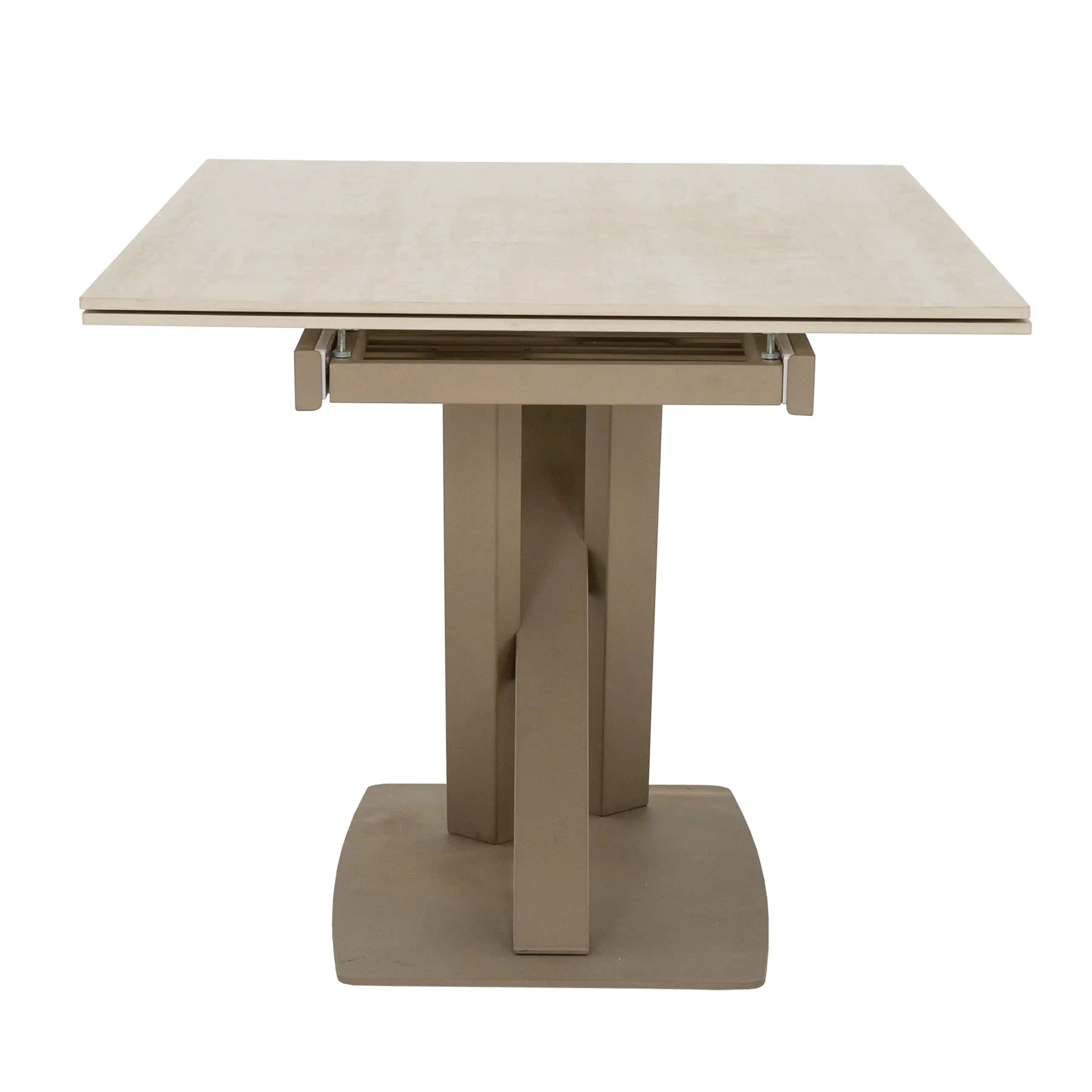 Primo Table de Cuisine avec Rallonges Intégrées (63" à 95") - Fini Travertin Khaki