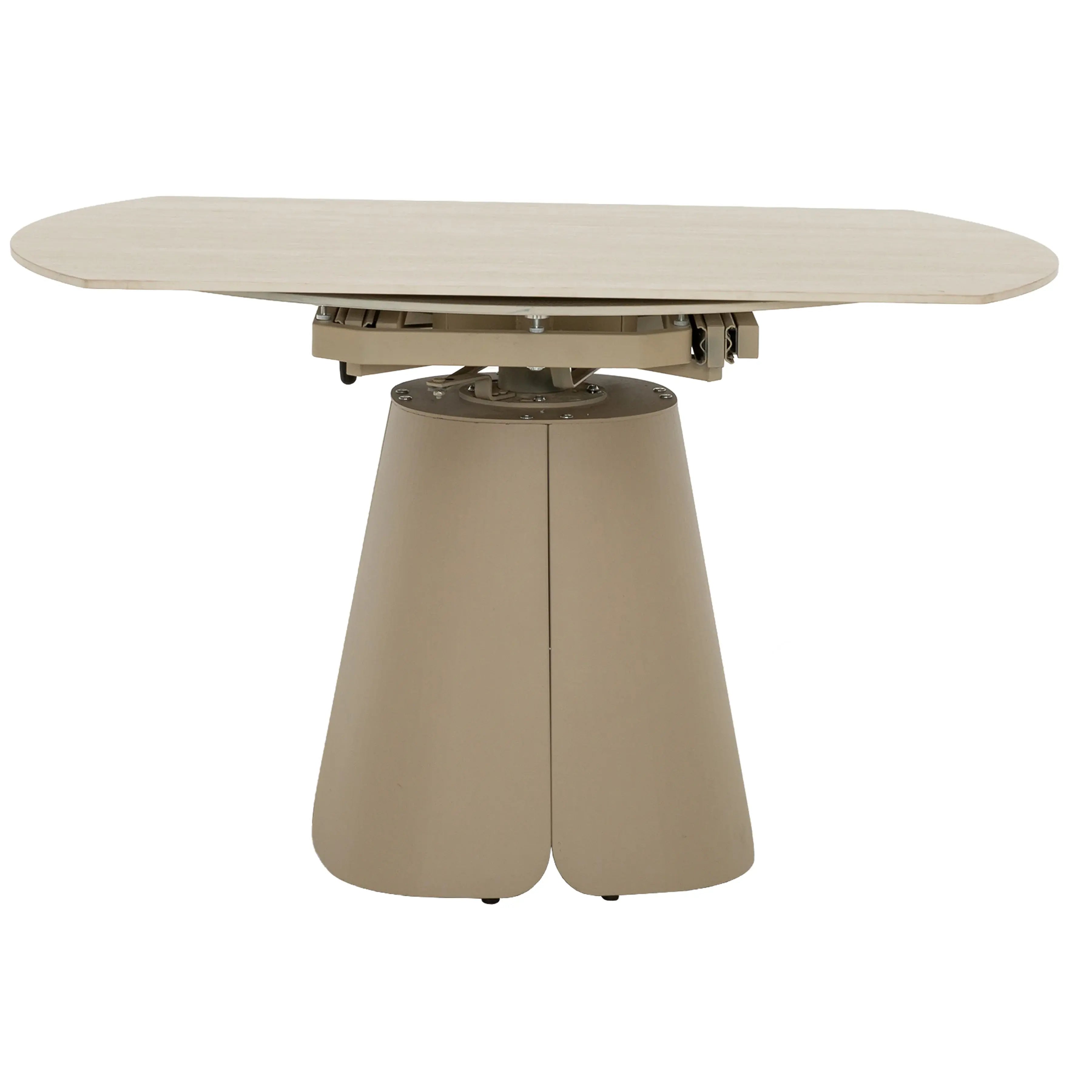 Primo Table de Cuisine Ronde Extensible (32" à 52") - Fini Marbre Beige