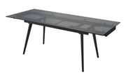 Table à manger extensible noire Makena - Verre et Métal