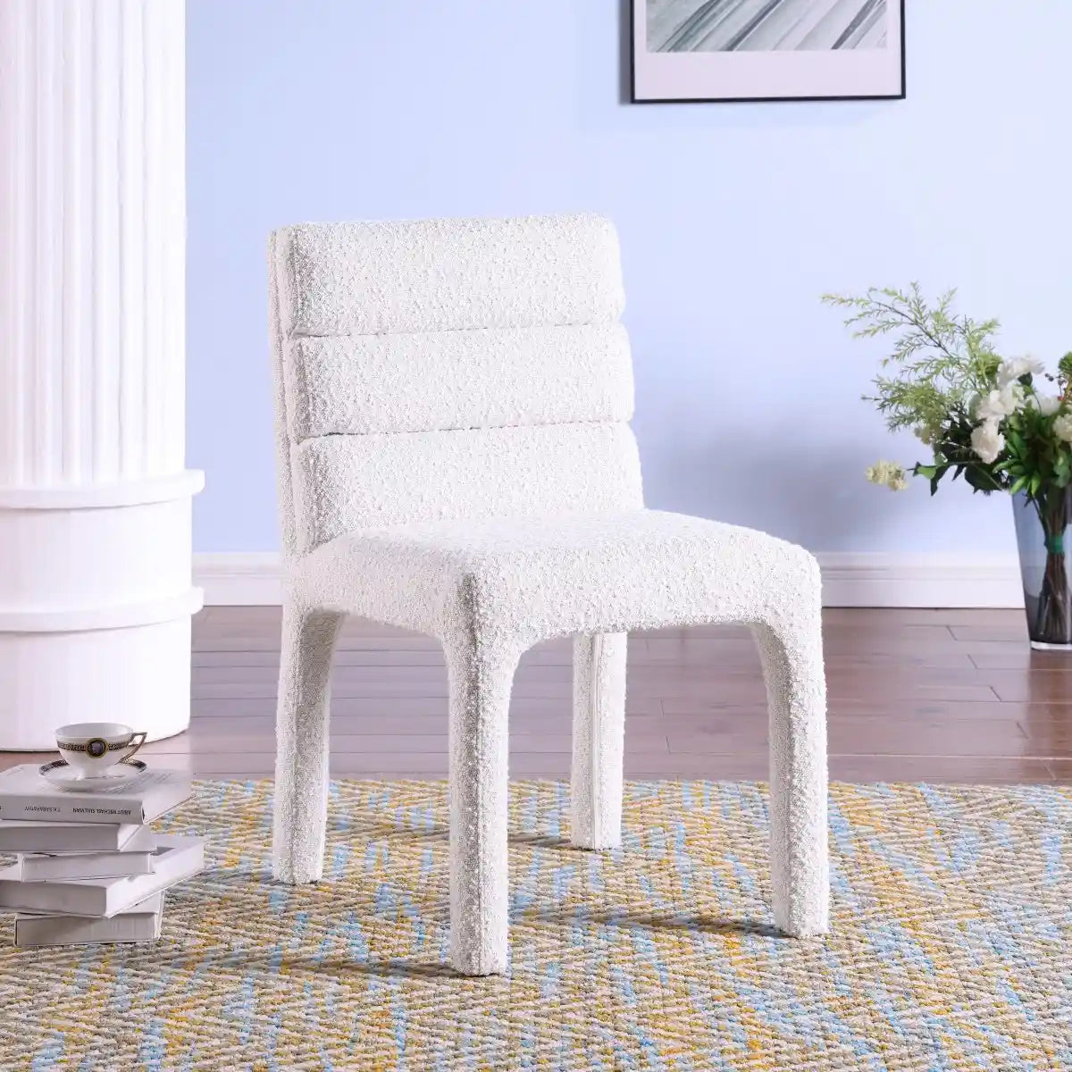 Chaises Salomi en tissu bouclé crème | Duo moderne et minimaliste