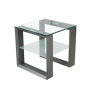 La Table de Bout en Verre Trempé et MDF Gris
