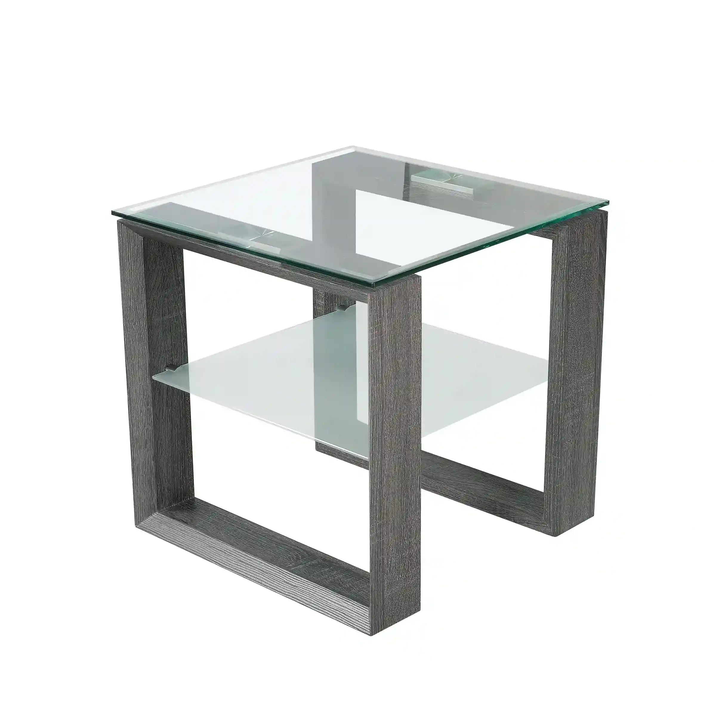 La Table de Bout en Verre Trempé et MDF Gris