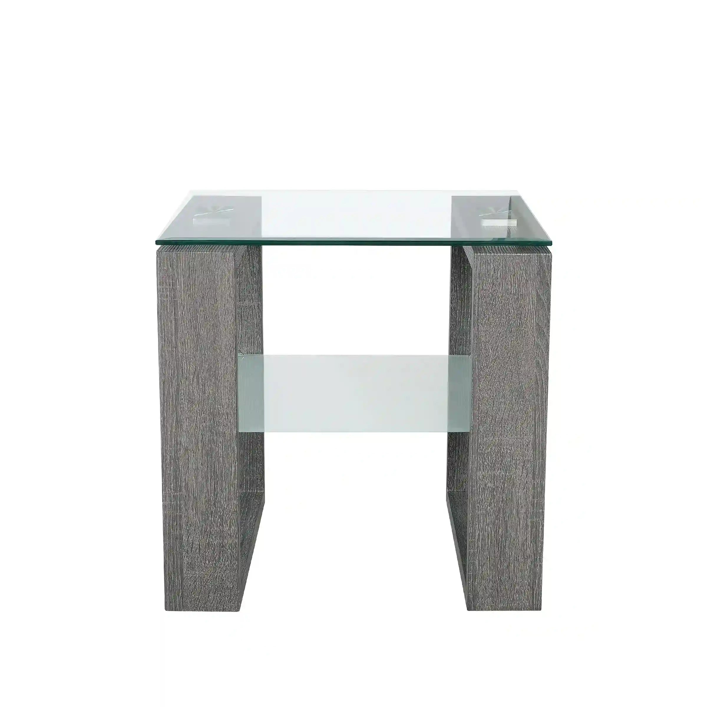 La Table de Bout en Verre Trempé et MDF Gris