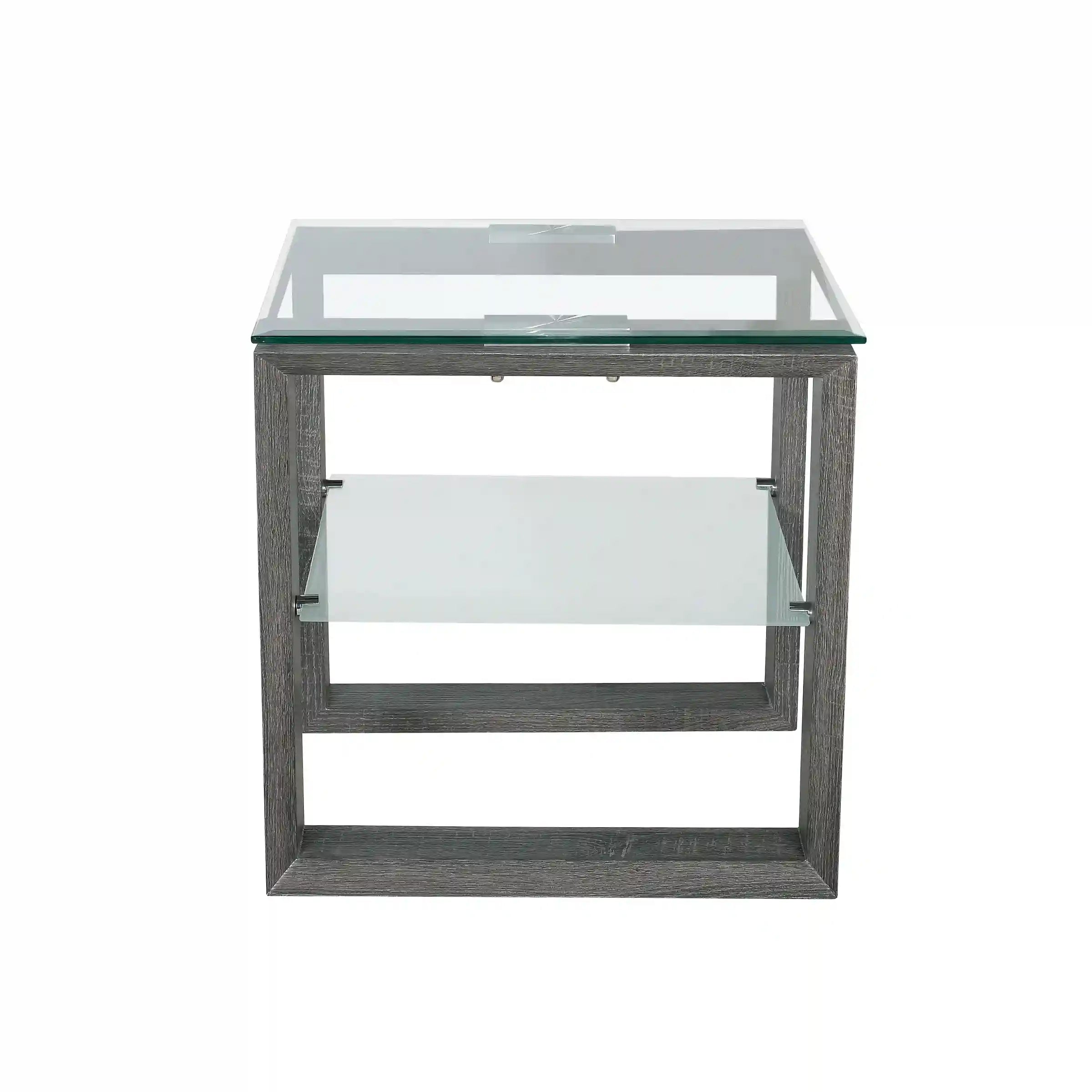 La Table de Bout en Verre Trempé et MDF Gris