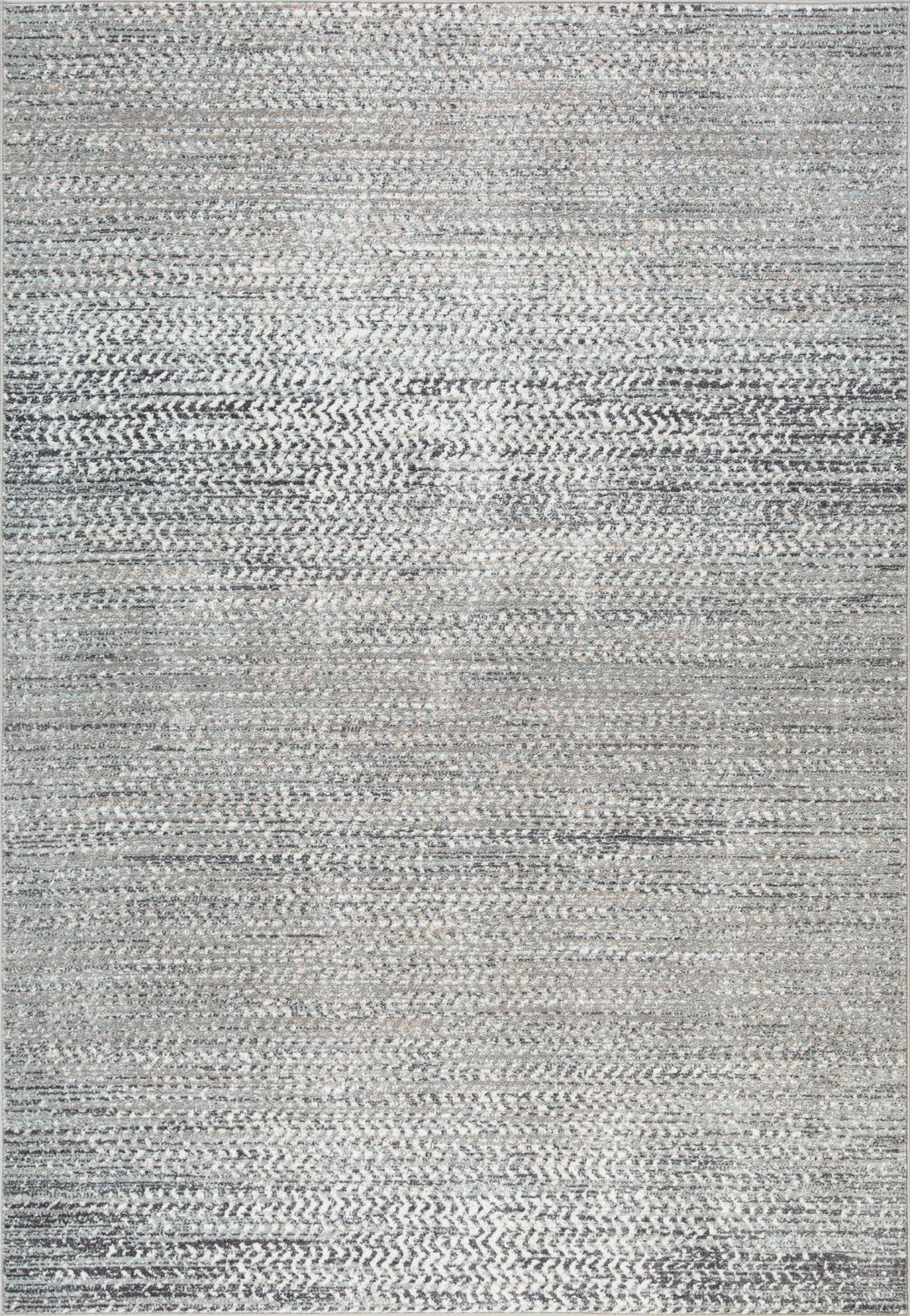 Tapis contemporain Oakville 7x9 | Blanc et Argent au fini utilisé