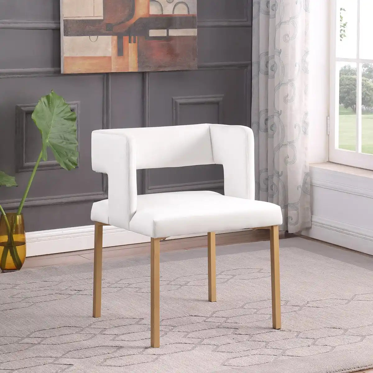 Chaises Anthony en velours beige | Duo avec pattes dorées