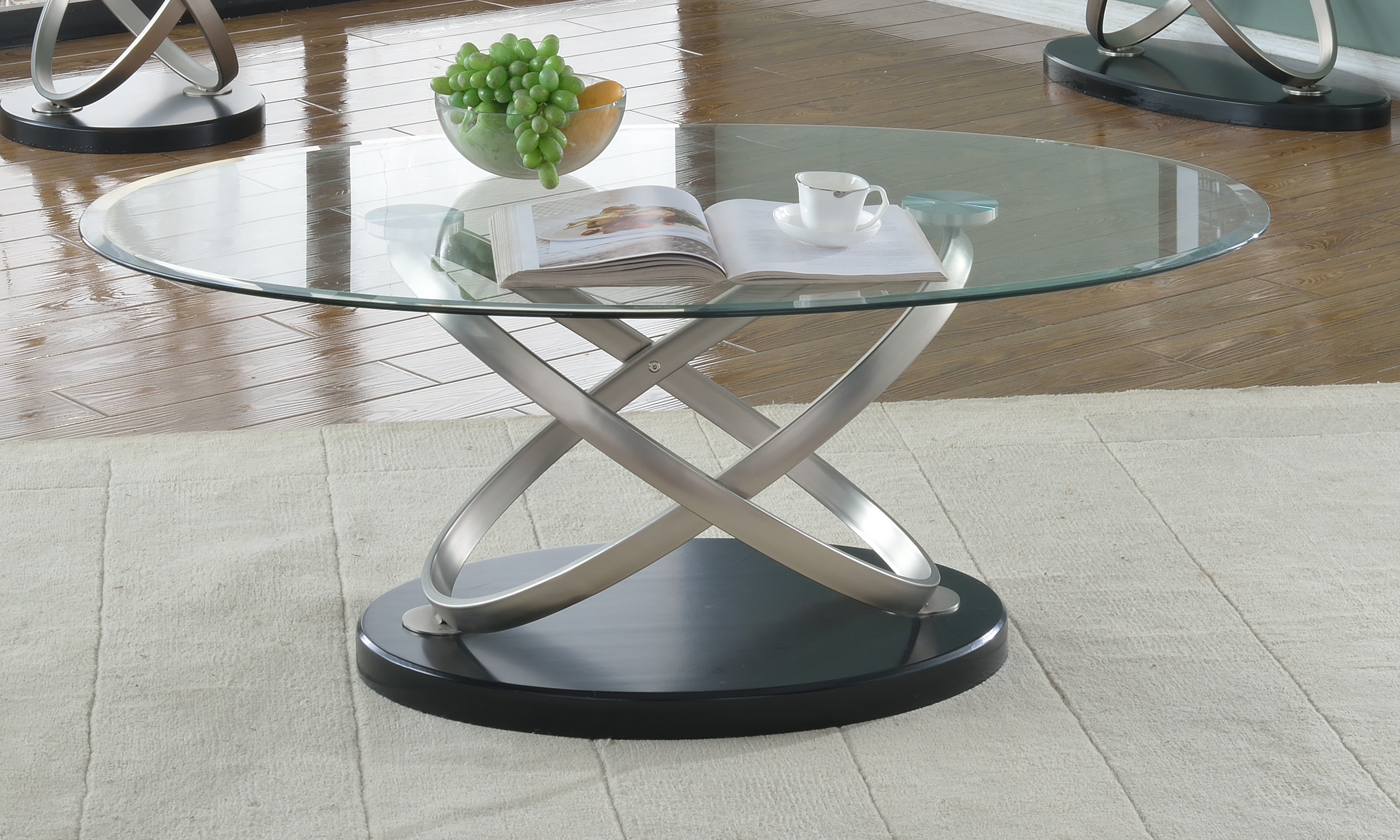 TABLE BASSE - NOIR/ARGENT ( Meuble Mtl )
