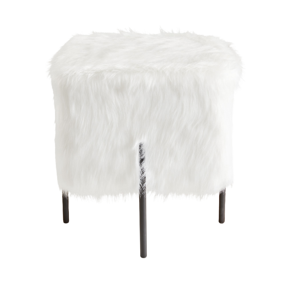 Pouf Kube : Fausse Fourrure Blanche