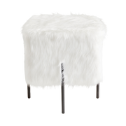 Pouf Kube : Fausse Fourrure Blanche