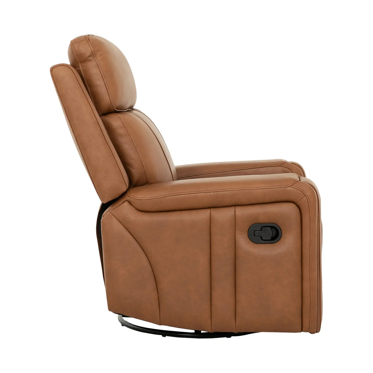 Primo Cavron Fauteuil Inclinable, Berçant et Pivotant en Cuir Cognac